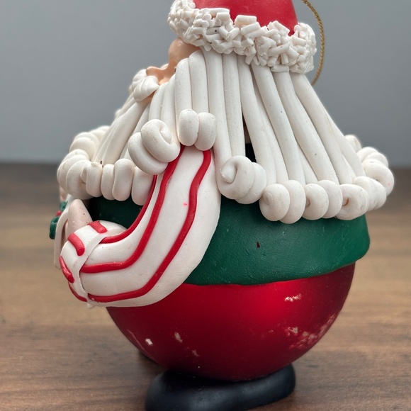VINTAGE Traditions SANTA CLAUSE Glass Clay CHRISTMAS Tree Ornament Ball Hanging - Picture 7 of 8